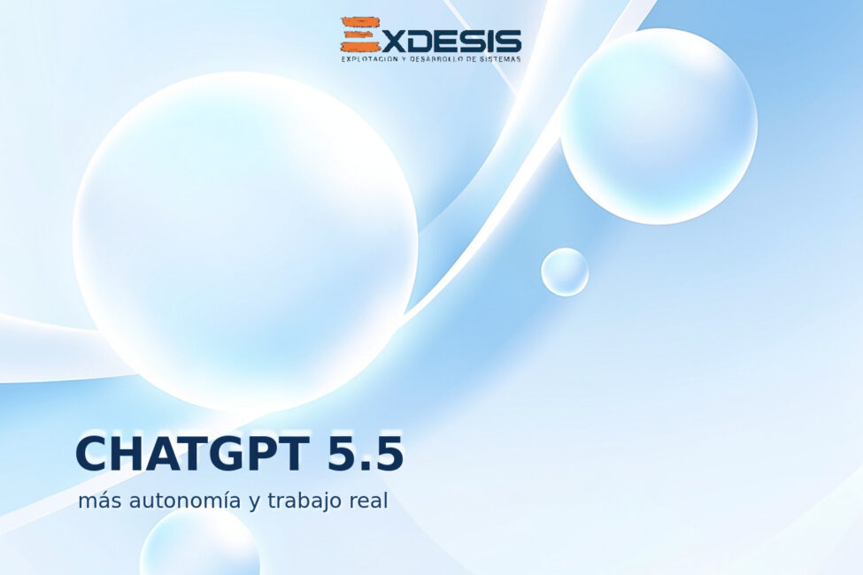 Portada editorial de Exdesis sobre Lanzamiento de GPT-5.5 por OpenAI el 23 de abril de 2026 y su impacto en ChatGPT, Codex, uso de herramientas, productividad y empresa..