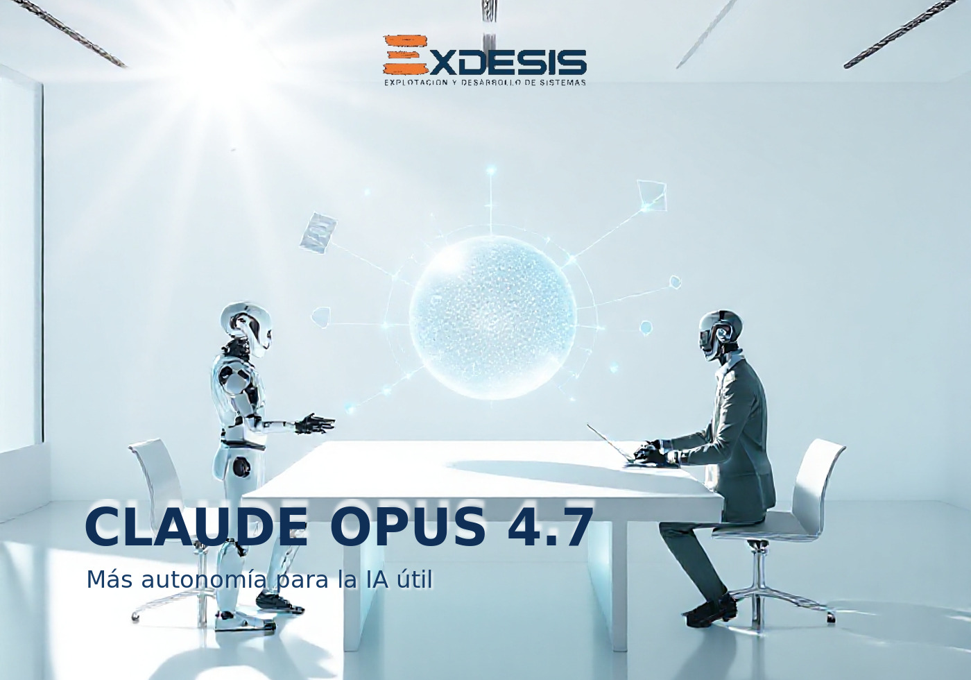 CLAUDE OPUS 4.7 Portada editorial de Exdesis sobre Claude Opus 4.7 de Anthropic y su impacto en agentes de IA, código y productividad empresarial.