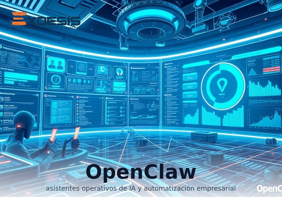 OpenClaw final cover 10×7 OpenClaw y automatización empresarial, cabecera editorial ajustada al formato de Exdesis