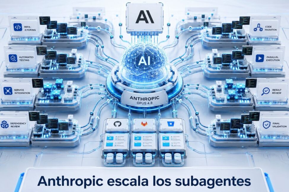 Anthropic quiere convertir los subagentes en capacidad real de ingeniería con Opus 4.8 y Dynamic Workflows Portada editorial de Exdesis sobre Anthropic Opus 4.8 y Dynamic Workflows para industrializar subagentes de ingeniería.
