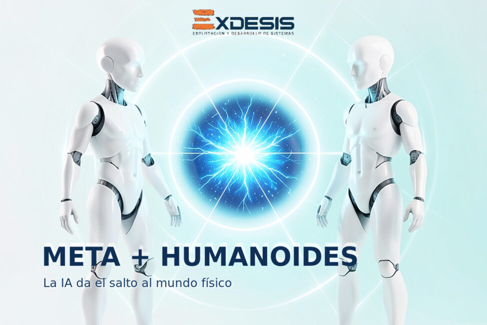 Portada editorial de Exdesis sobre Meta y la nueva carrera por la robótica humanoide impulsada por IA.
