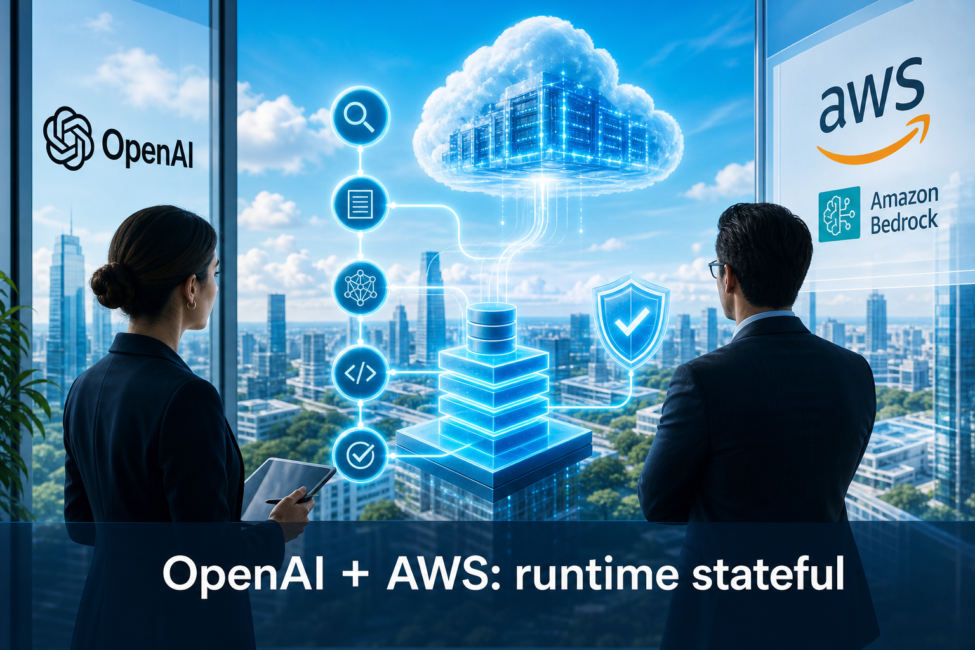 Portada editorial de Exdesis sobre OpenAI y AWS quieren llevar los agentes enterprise de la API stateless al runtime stateful.
