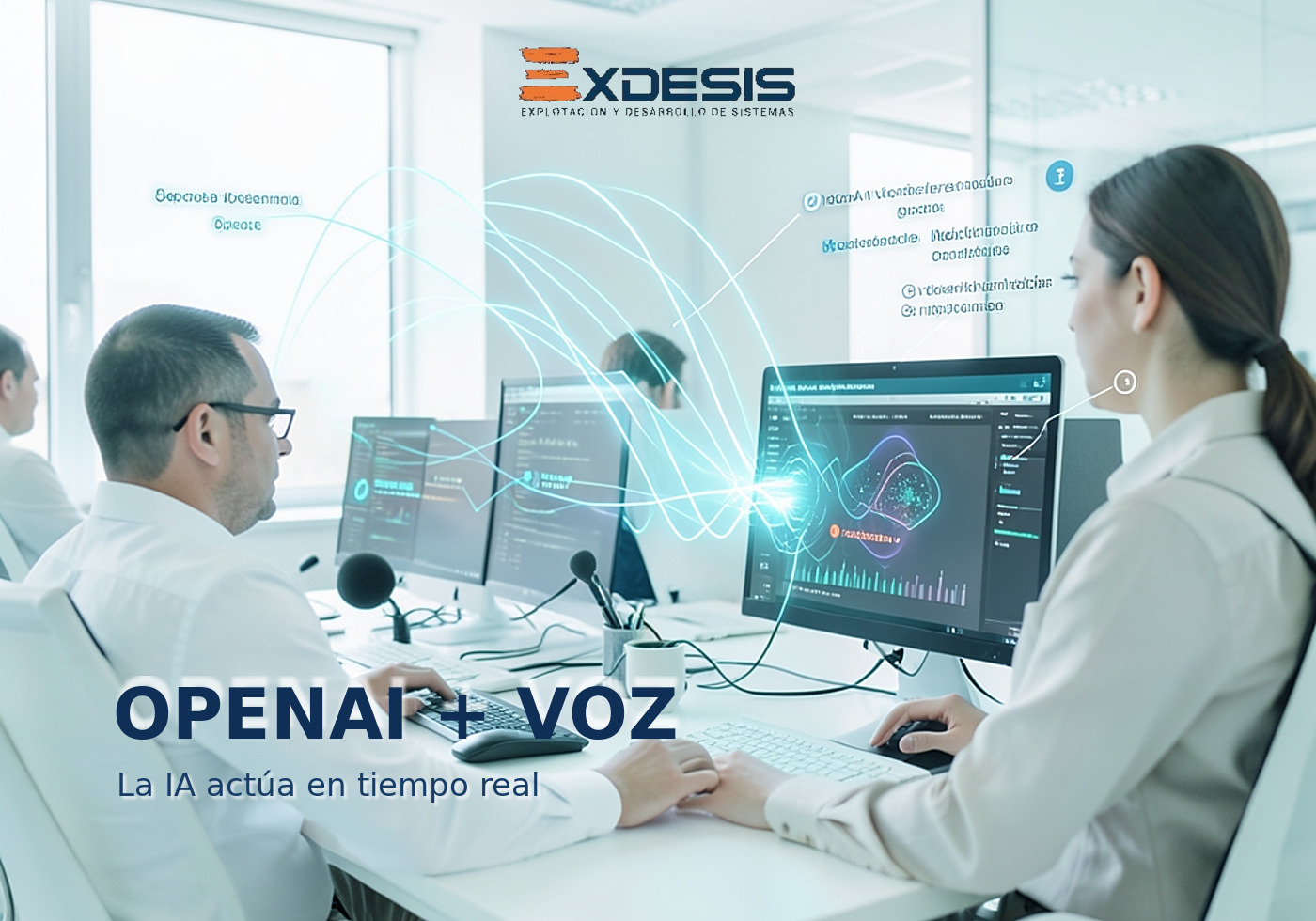 OPENAI + VOZ Portada editorial de Exdesis sobre OpenAI lanza nuevos modelos de voz para su API y refuerza la carrera por asistentes empresariales que actúan en tiempo real.