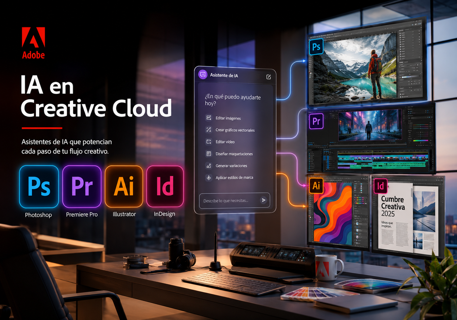 adobe-asistentes-ia-creative-cloud-chatgpt Adobe Creative Cloud con asistentes de inteligencia artificial