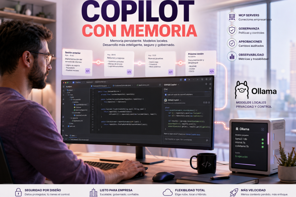 GitHub Copilot con memoria persistente y modelos Ollama integrado en un IDE JetBrains