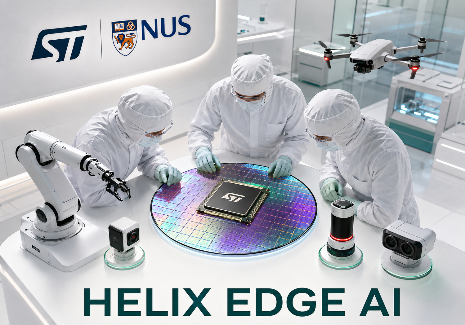 ST y NUS crean HELIX para impulsar la Edge AI Laboratorio de semiconductores de STMicroelectronics y NUS dedicado a Edge AI y computación de bajo consumo