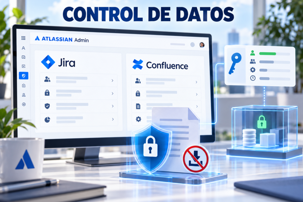 Panel de Atlassian con Jira y Confluence protegido frente a descargas y accesos no autorizados