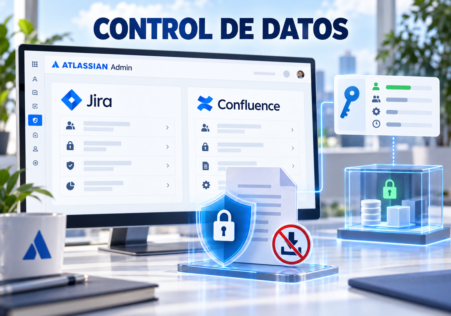 Atlassian refuerza el control de datos Panel de Atlassian con Jira y Confluence protegido frente a descargas y accesos no autorizados