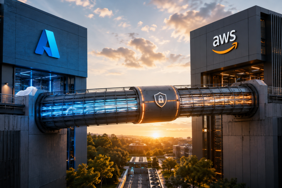Microsoft Azure y AWS conectadas mediante un enlace privado multicloud