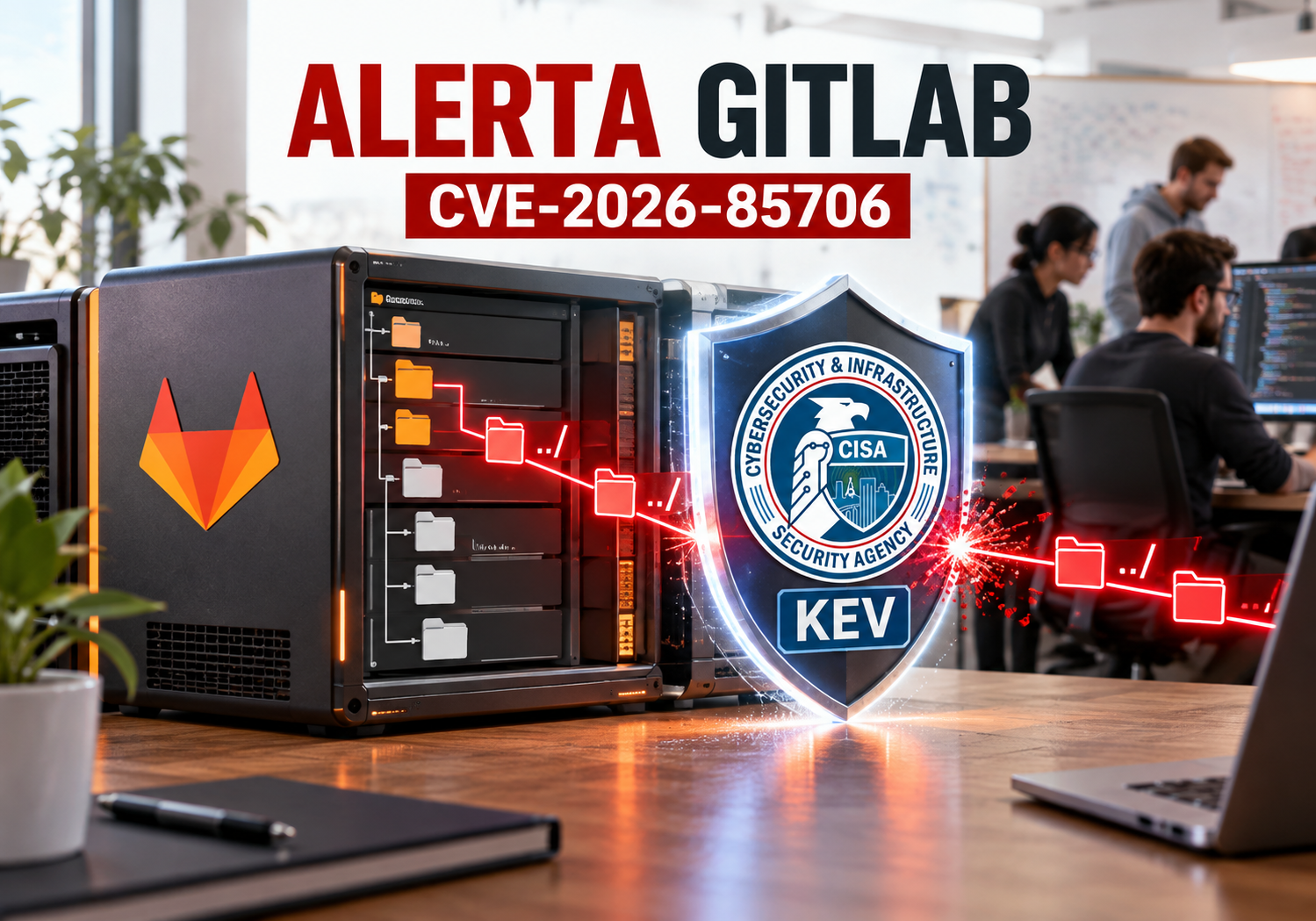 CISA alerta de una vulnerabilidad crítica de GitLab Servidor GitLab protegido ante la vulnerabilidad crítica CVE-2026-85706 incluida por CISA en el catálogo KEV