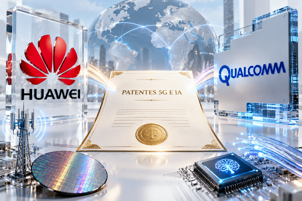 Acuerdo de patentes entre Huawei y Qualcomm Identidades de Huawei y Qualcomm conectadas mediante un acuerdo de patentes sobre 5G, inteligencia artificial y redes