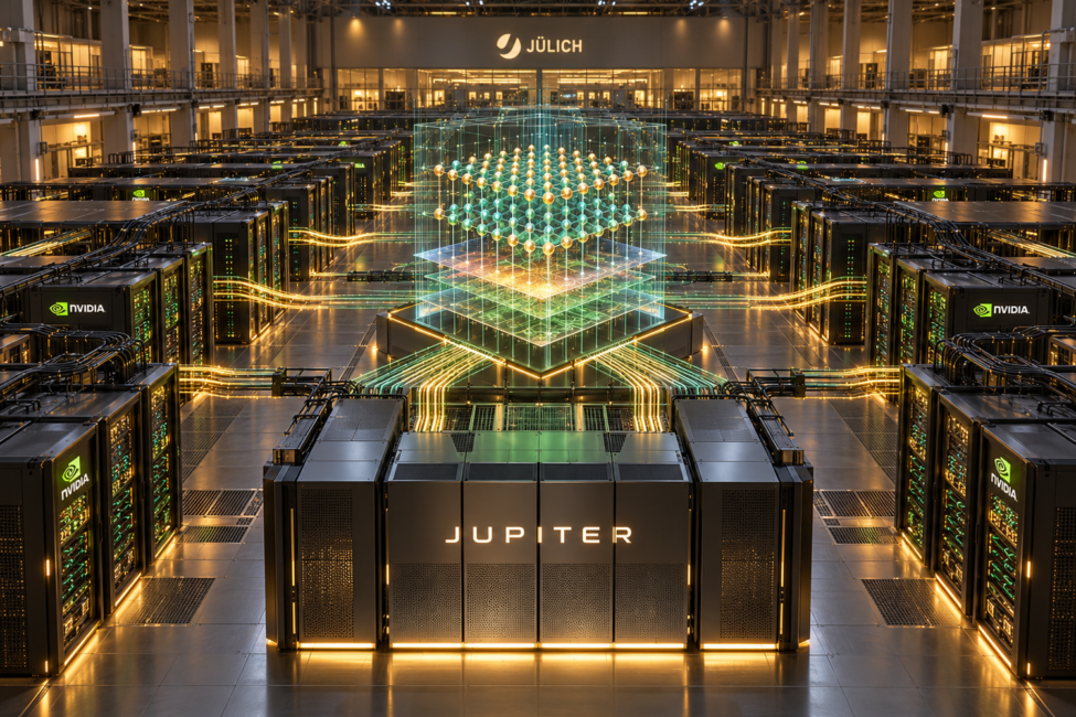 NVIDIA y Jülich simulan 104 cúbits en JUPITER Superordenador JUPITER de Jülich simulando un procesador cuántico tolerante a fallos con aceleradores NVIDIA