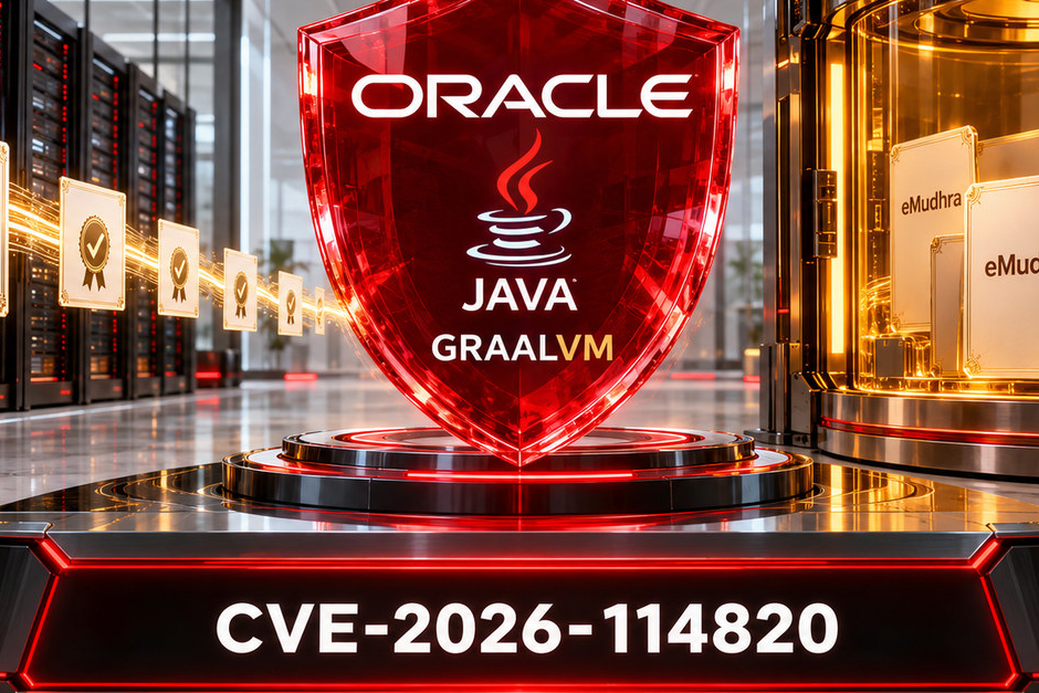 Oracle CVE-2026-114820 — imagen social PNG 1200×627 Oracle Java y GraalVM frente al riesgo vinculado a eMudhra