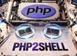Logotipo de PHP junto a módulos de memoria bajo análisis de inteligencia artificial, para los fallos PHP2Shell